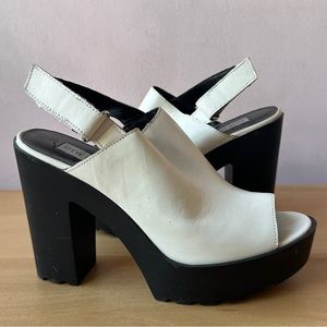 Steve Madden White and Black Heeled Sandals